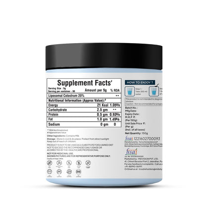 Miduty by Palak Notes Liposomal Colostrum - Increase bone and muscle mass - Probiotic Supplement for Gut Health - Muscle Growth - Boosts Immunity - Better Workout recovery - Colostrum Powder - 150 gm