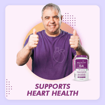 HealthyHey Nutrition CLA 500 - Conjugated Linoleic Acid - Helps Fat Oxidation-(60 Veg. Capsules)