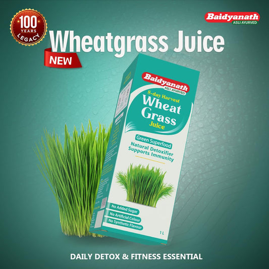 Baidyanath Wheatgrass Juice - 1L | Natural Liver detox & Gut cleanser Juice | Superfood for Weight & Cholesterol management