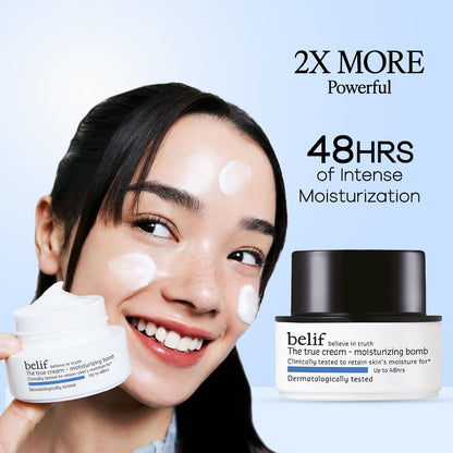 belif The True Cream Moisturizing Bomb 10ml | Intense Face Moisturizer for Dry, Sensitive Skin | 26-Hour Hydration with Panthenol, Oat & Comfrey | Hydrating Cream for Women & Men