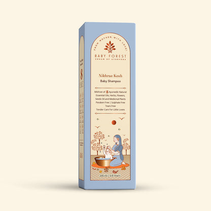 Baby Forest Nikhrae Kesh Baby Shampoo Infused With Paraben- Free | Contains 8 Ayurvedic Natural Essential Oils, Herbs, Flowers, Seeds oil & Medicinal plants | 200ml