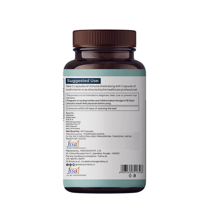 Miduty by Palak Notes Immune Shield Bromelain For Seasonal Allergies, Boost Immunity, Nasal Drip, Difficulty Breathing, Nasal Congestion - Asthma - Allergy Medicine, Anti-Inflammatory - 60 Caps