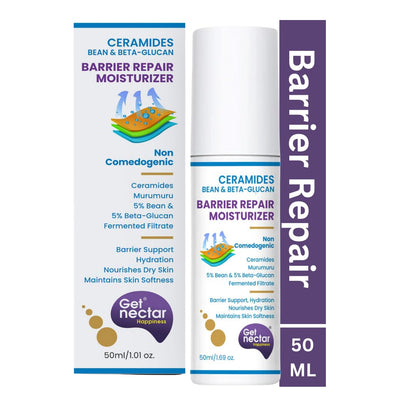 Get Nectar Happiness Barrier Repair Ceramides Moisturizer with Bean-Beta-Glucan Fermented Filtrate & Murumuru for Intense Moisturizing and Skin Strengthening 50ML