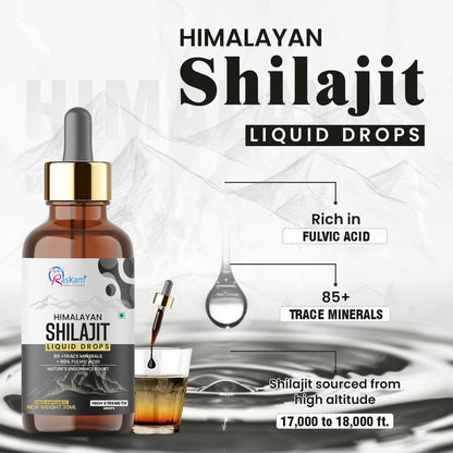 Pure Himalayan Shilajit liquid Drops - 30ml | Rich in Fulvic acid | Natural extract from Himalayas | 100% Pure Shilajit | Boosts Stamina And Energy | Boosts Stamina And Energy