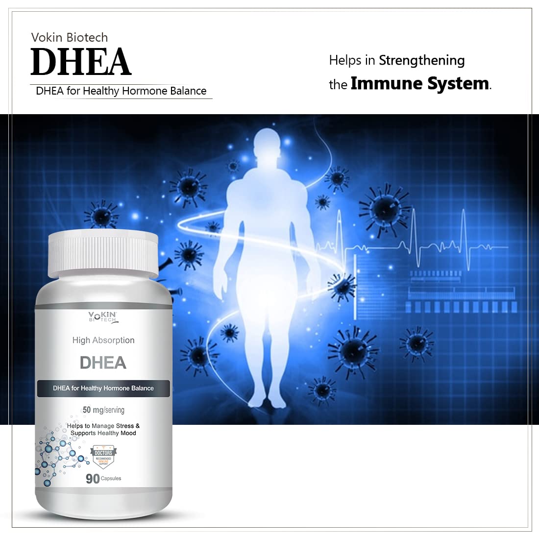 Vokin Biotech DHEA 50mg | Supports Healthy Mood | 90 Capsules