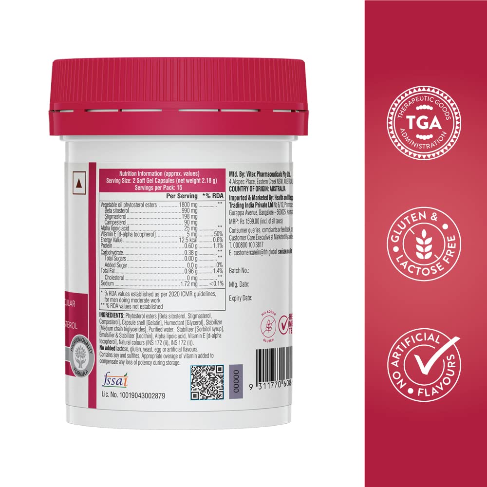 Swisse Heart Health â€“ For Healthy Heart and Cardio Vascular Health, Supports Healthy Cholesterol Level â€“ 30 Tablets