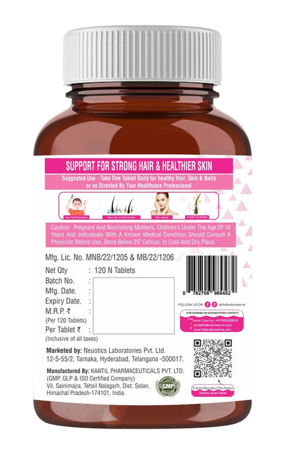 The Body Reserve Biotin 10000 mcg Tablet -60 Veg Tablets, Biotin Tablets For Hair, Skin & Nails, Hair Vitamins Biotin Supplement For Men & Women 2 Monthâ€™s Supply Pack