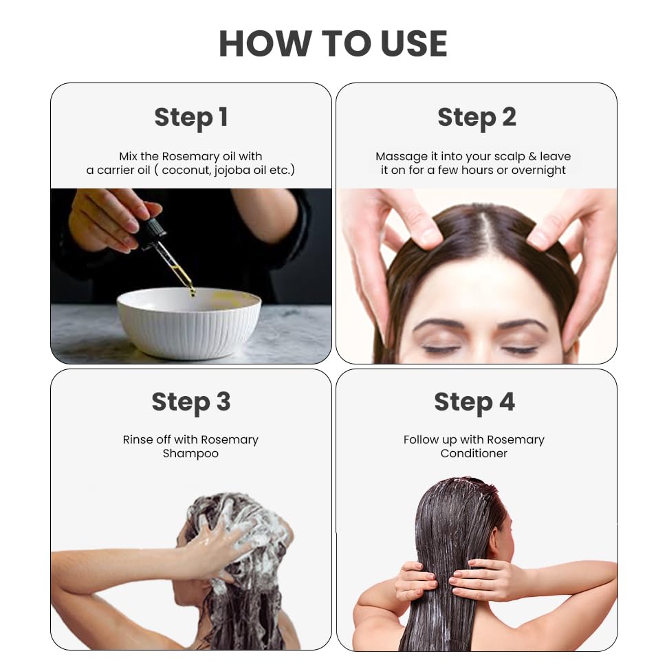 ThriveCo Rosemary Essential Oil | Helps Promote Hair Growth & Control Hair Fall | 100% Pure & Organic | With Vitamin E | Strengthens Hair & Supports Scalp Health | For Men & Women | 15 ml