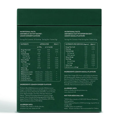 OZiva+ Advanced Metabolic Gut-Fit For Gut & Metabolic Heath | With Cinnamon Polyphenols, B420â„¢ Probiotic, Oat Fiber Prebiotic | 30 Sachets + 30 Effervescent Tablets