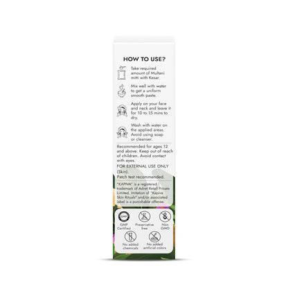 Kapiva Multani Mitti with Kesar for Face | Natural Fullerâ€™s Earth | Face Pack for Glowing Skin| Enhanced with Saffron