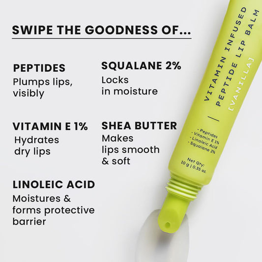 Hyphen-Vitamin Infused Peptide Lip Balm-Vanilla for Dry & Chapped Lips|Hydrating & Moisturizing Lip Balm for Unisex|for Dark Lips|Smoothen Lips & Repair Moisture Barrier|Vegan,SLS & Parabens Free|10gm