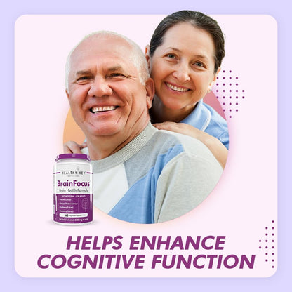 Healthyhey Nutrition BrainFocus - Natural Brain Health Formula for Memory & Focus - 60 Veg Capsules