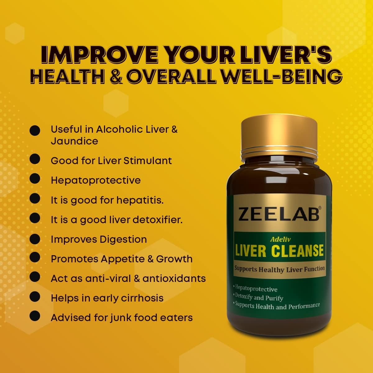 Zeelab Adeliv Liver Cleanse Capsules | Ayurvedic Medicine for Liver Detox and Cleansing (100 Capsules)