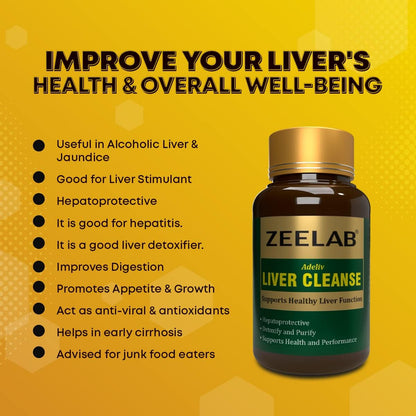 Zeelab Adeliv Liver Cleanse Capsules | Ayurvedic Medicine for Liver Detox and Cleansing (100 Capsules)