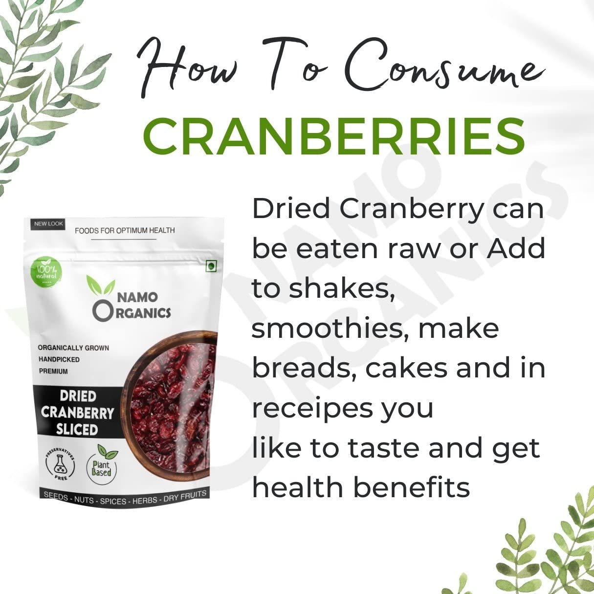 NamoOrganics - Dried Sliced Cranberry - 500 Gm - USA Cranberries dry fruits