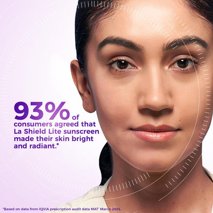 La Shield Lite SPF 50 PA+++ Mineral Sunscreen | Skin brightening in 3 Weeks| No White cast | Broad spectrum | Oil-free | PA +++ | Dermatologist Prescribed | All Skin types | 50g