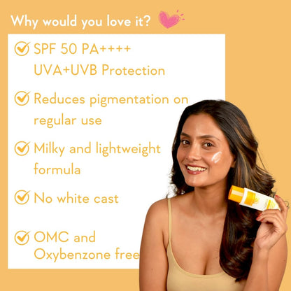 WishCare Super Bright Vitamin C Face Serum and Vitamin C Pure Glow Milk Sunscreen with SPF 50 PA+++(30ml + 50ml), All Skin Type