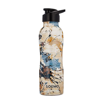 Solimo Copper Meenakari Printed Bottle with Sipper, 950 ml, White