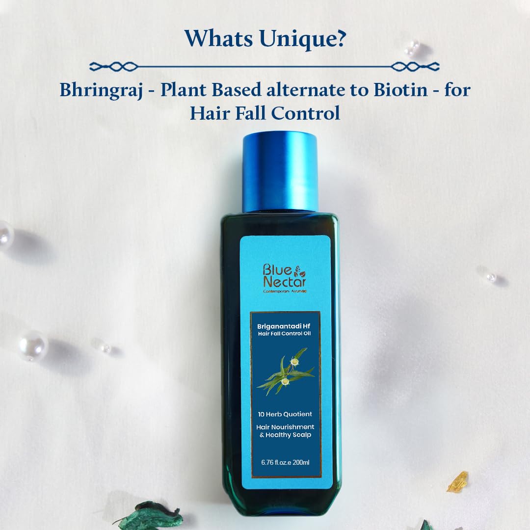 Blue Nectar Anti Frizz Hair Shampoo for Dry & Frizzy Hair | Plant Based Biotin Shampoo for Hair Growth for Women & Men (15 herbs, 200ml)