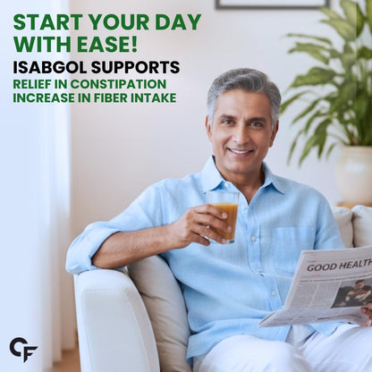 Carbamide Forte Isabgol Powder - 225gm | Psyllium Husk Powder With Haritaki, Ajwain & Fennel | Fiber supplement for Constipation Relief & Digestion | Orange Flavour