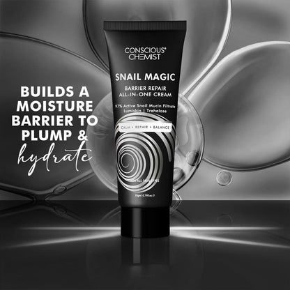 Conscious ChemistÂ® Snail Mucin Moisturizer | 20g | Face Cream for Men & Women, Skin Barrier Repair Moisturizer, Daily Gel Cream with Korean Snail Mucin Extract, All Skin Type - Snail Magic