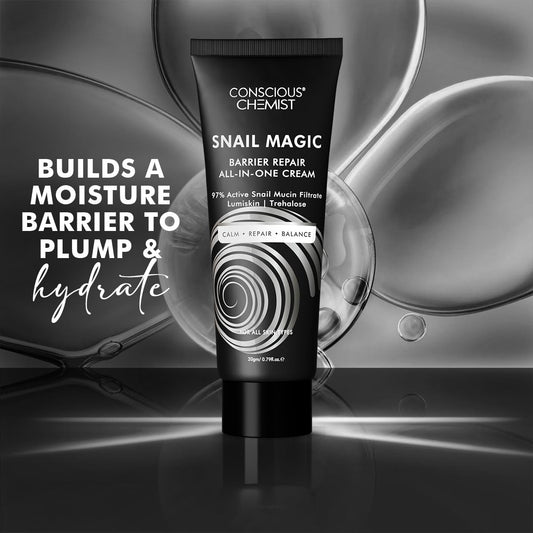 Conscious ChemistÂ® Snail Mucin Moisturizer | 20g | Face Cream for Men & Women, Skin Barrier Repair Moisturizer, Daily Gel Cream with Korean Snail Mucin Extract, All Skin Type - Snail Magic