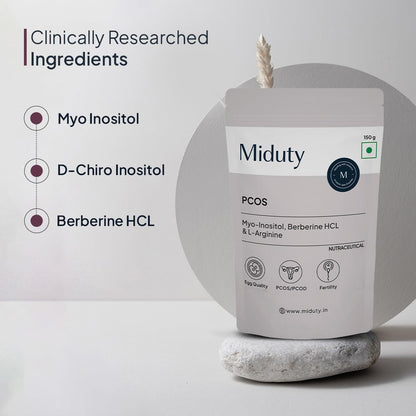 Miduty by Palak Notes PCOS Powder Myo Inositol and D Chiro Inositol PCOD, PCOS Women Support, Menstrual Cycle and Irregular Periods - 150g