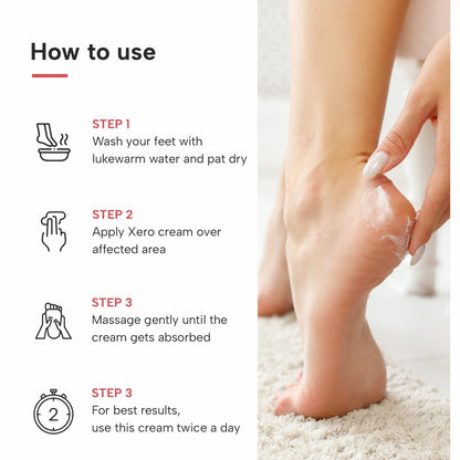 DERMATOUCH Xero Cream | Specially for Dry & Cracked Feet | Soothes & Moisturizes |For Corns & Calluses| For both Men & Women | 50G