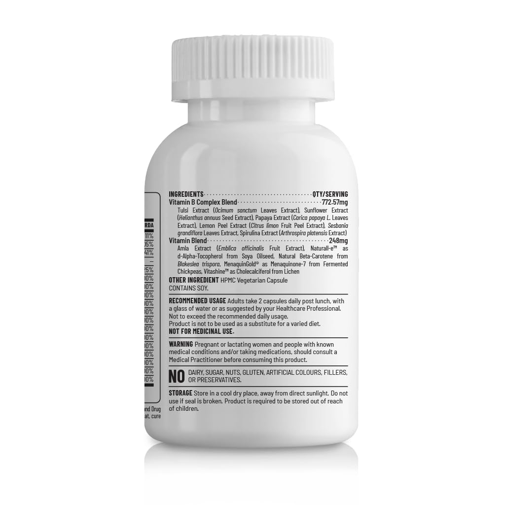 Unived Wholefood Multivitamin for Men | Vegan Plant-Based Multivitamins A, B-Complex, C, D3, E, & K2-7 | 100% Natural, Wholefood Plant Based, & Vegan | 60 Capsules