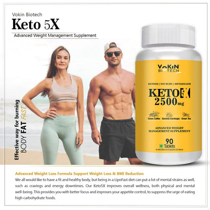 Vokin Biotech Keto 5X with Garcinia Cambogia Natural Weight Loss Supplement For Men and Women 90 Tablets