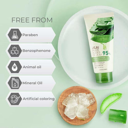 The Face Shop Pure Aloe Vera Gel, 300ml for Skin, Hair & Body | Aloe Vera with Vitamin E | Clear Gel for Ultimate Hydration & Glow | Korean Skin care products