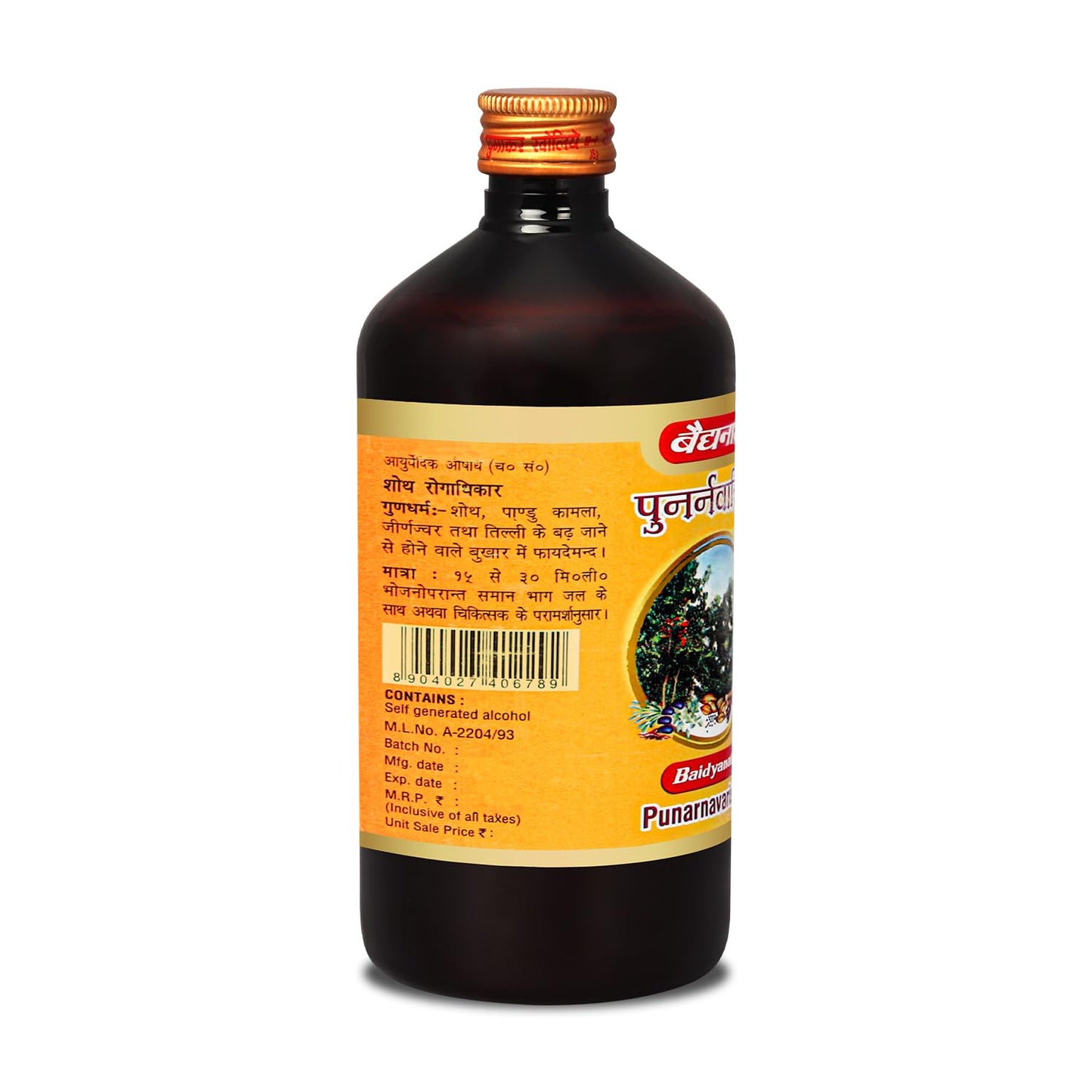 Baidyanath Ayurved Punarnavarishta - 450ML | An Ayurvedic Formulation Helpful In Liver & Kidney Disorders, Body Pains, Skin Diseases