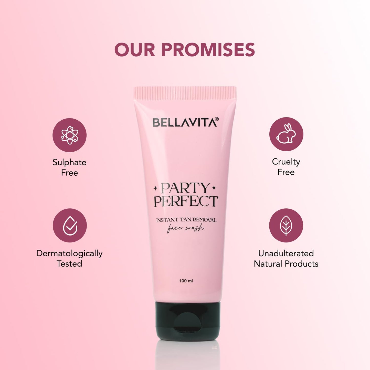 BELLAVITA Party Perfect 2-in-1 Face Wash | Party-Ready Skin | Instant Tan Removal | Instant Brightening | Even Skin Tone | For Men & Women | 100ml