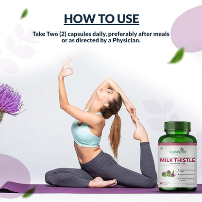Simply Herbal Milk Thistle Extract 800mg with Silymarin â€“ 60 Vegetarian Capsules | Liver Support Formula | Herbal Supplement for Wellness