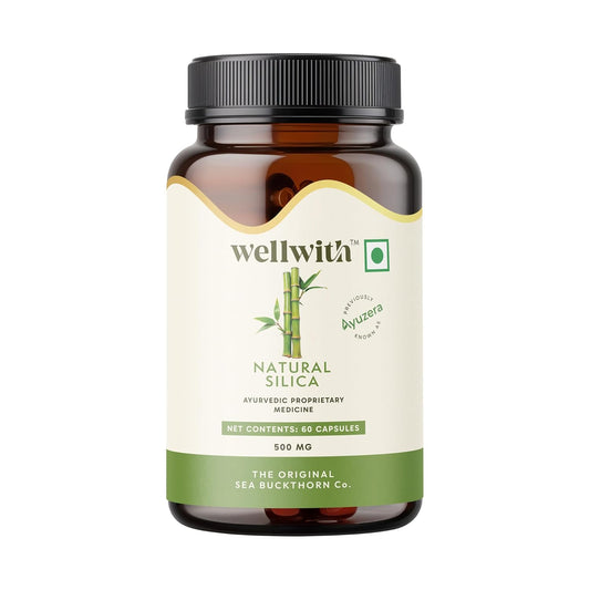 Wellwith (Ayuzera) Natural Silica 500mg â€“ 60 Capsules (Pack of 1) | Bamboo Extract | Amino, Vitamins, mineral | Skin health & Hair Growth | Collagen Building