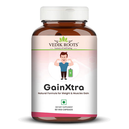 GainXtra | Ayurvedic Herbal Supplement | Traditionally Used to Support Strength, Vitality & Obesity | With Healthy Weight Support | 60 Veg Capsules (Pack Of 1)