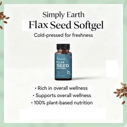 Simply earth Cold Pressed Flax seeds oil Omega with extra Virgin oil, Linolenic Acid, Oleric Acid | Natural Form of omega 369-60 Softgelsâ€¦