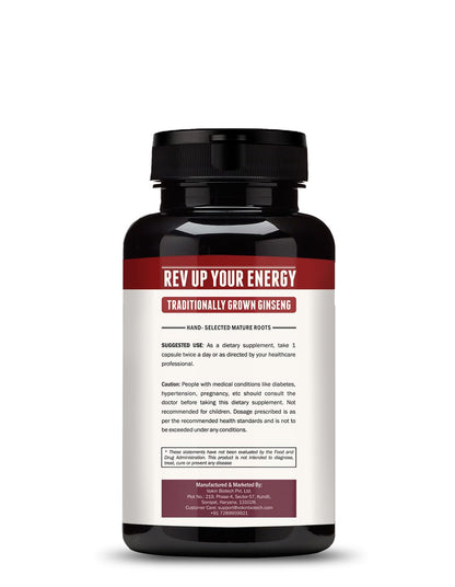 Vokin Biotech Korean Ginseng 90 Veg Capsules,Supports Energy, Vitality & Strength, For Men & Women