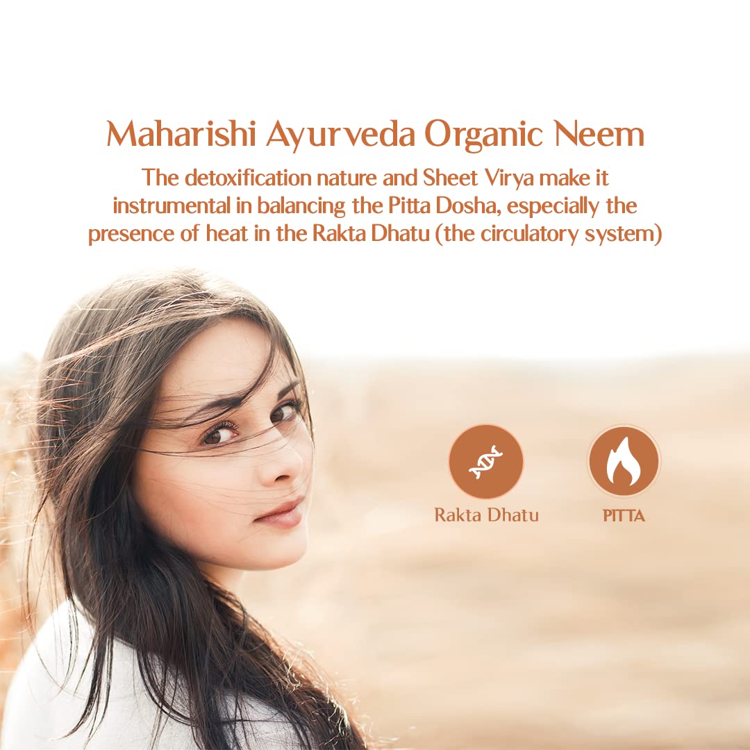Maharishi Ayurveda Organic Neem Tablets 500 MG | Improves Skin Health | Supports Detoxification| 100% Organic & Safe | 60 Tabs