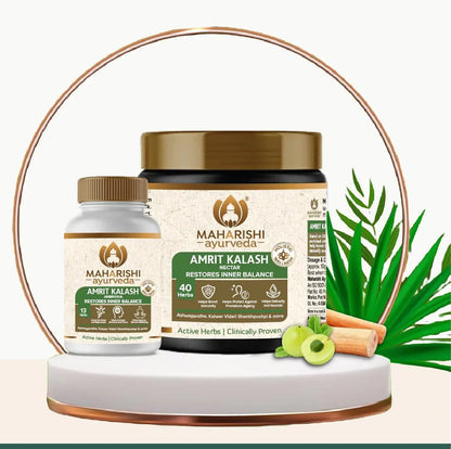 Maharishi Ayurveda Amrit Kalash Immunity Booster | Super Rasayana | Helps Immunity, Daily Wellnes Stress & Anxiety | Improves Heart Health (Ambrosia 60 Tablets & Nectar Paste 600 grams Combo Pack)