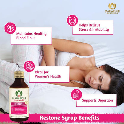 Maharishi Ayurveda Restone Syrup - Natural Supplement for Women with 15+ Herbs | Ideal for Women's Health and Wellness | Synergistic Combination of Time-tested Herbs - 200 ml