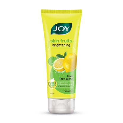 Joy Skin Fruits Lemon Brightening Face Wash 200ml | with Vitamin C for Glowing Skin | Reduces Dark Spots, Removes Excess Oil & Dirt | For Normal to Oily Skin