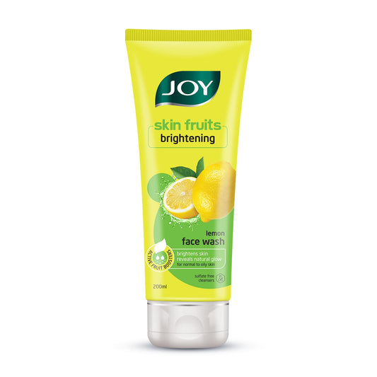 Joy Skin Fruits Lemon Brightening Face Wash 200ml | with Vitamin C for Glowing Skin | Reduces Dark Spots, Removes Excess Oil & Dirt | For Normal to Oily Skin