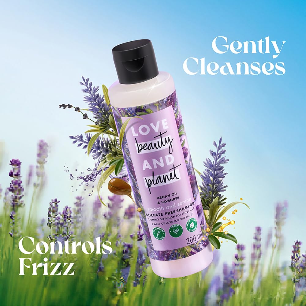 Love Beauty & Planet Argan Oil and Lavender Sulfate Free Smooth and Serene Shampoo|| No Parabens|| No Dyes|| 200ml