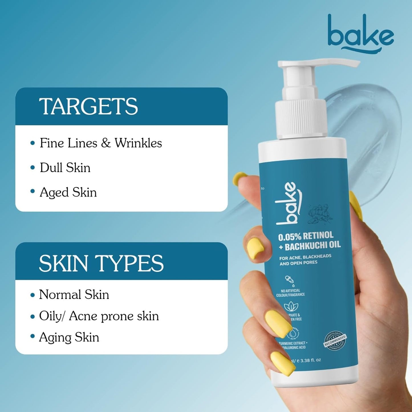 BAKE 0.05% Retinol Face Wash for Wrinkles | Anti Aging & SkinTightening for Men & Women | Fight signs of aging & Stimulates Collagen Production | 100ml
