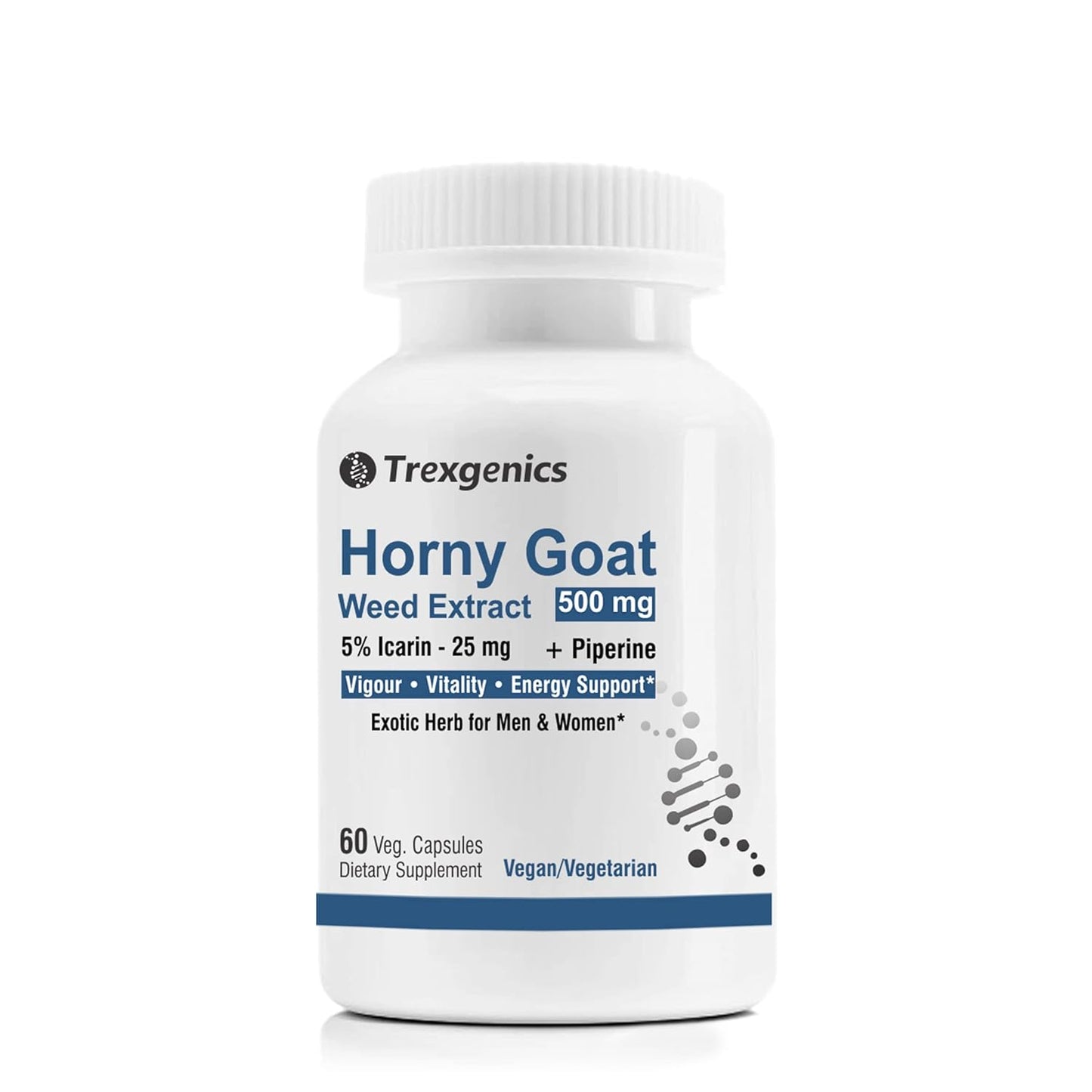 TrexgenicsÂ® HORNYGOAT WEED (5% Icarin 25 mg) 500mg with Piperine 5mg for Men & Women (60 Vcaps) (1)