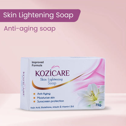 Kozicare Kojic Acid Soap & Glutathione Soap | Bathing | Bath for Men & Women | for Bath | Moisturize Skin | Fades Dark Spots | Gentle Exfoliation - 75Gm