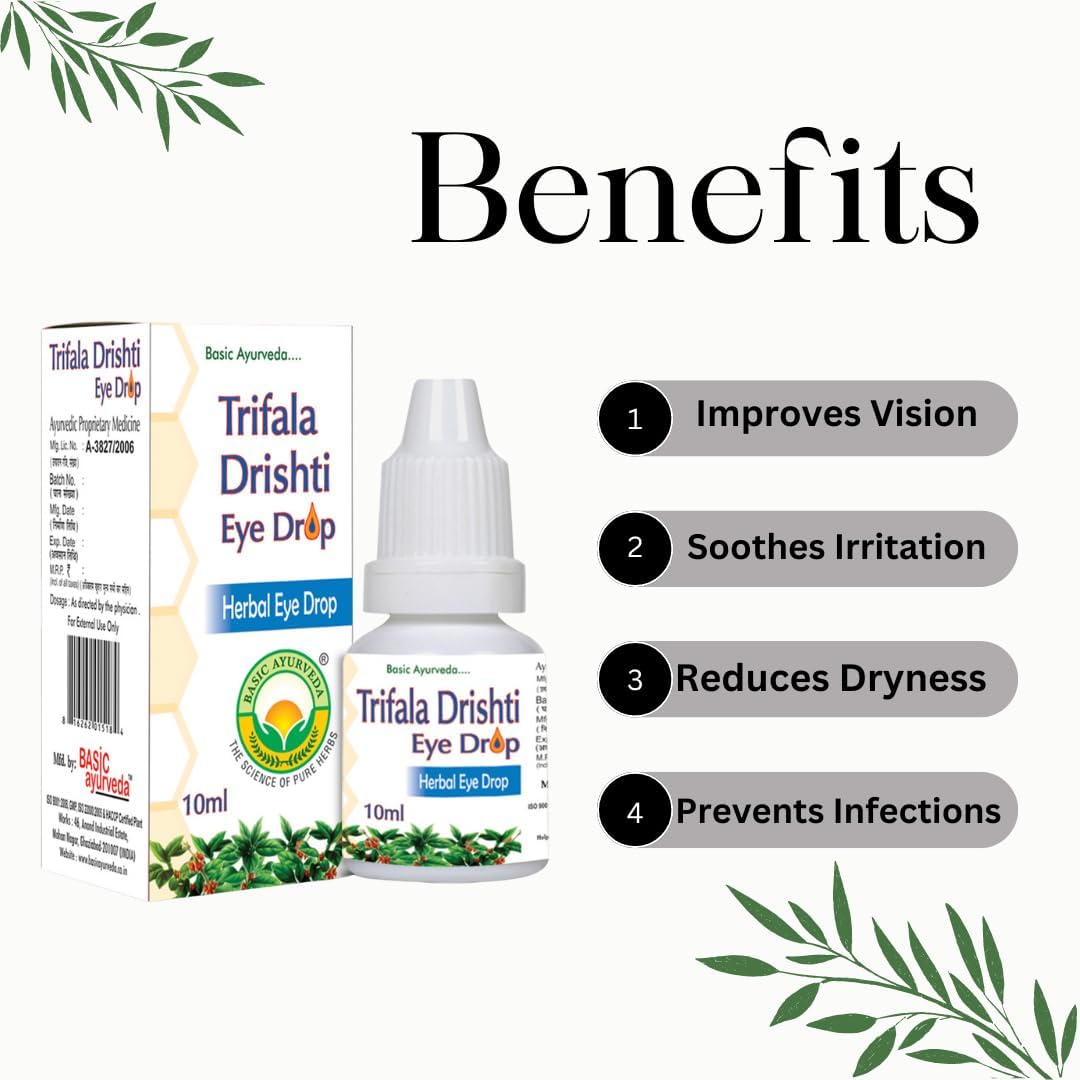 Basic Ayurveda Triphala Drishti Eye Drop â€“ 10ml | Natural Ayurvedic Herbal Eye Care Drops with Triphala & Honey | Cooling, Refreshing & Gentle Support for Healthy Eyes & Daily Eye Wellness