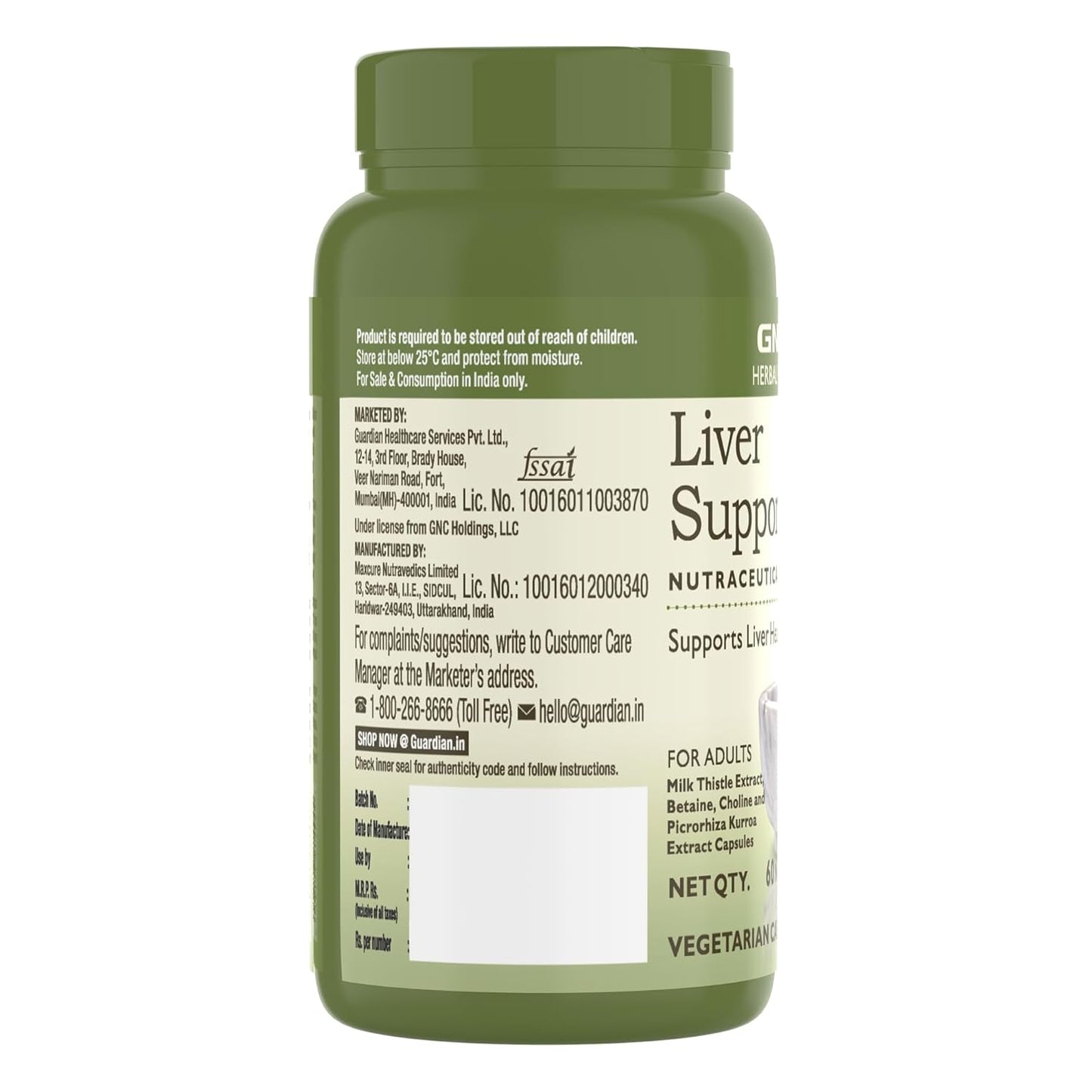 GNC Herbal Plus Liver Support With Milk Thistle & Picrorhiza | 60 Capsules | Cleanses Liver | Protects Liver Health | Facilitates Fat Metabolism | Provides Antioxidant Support | Formulated in USA