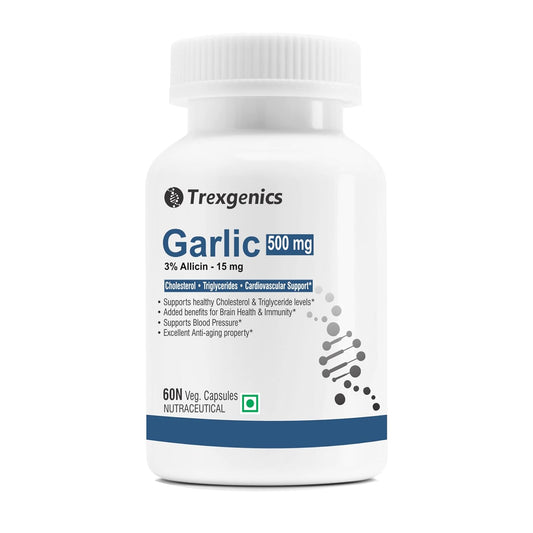Trexgenics GARLIC (Bioactive 3% Allicin) 500mg Cholesterol, Triglycerides, Cardiovascular, Immunity Support* (60 Vcaps) (1)